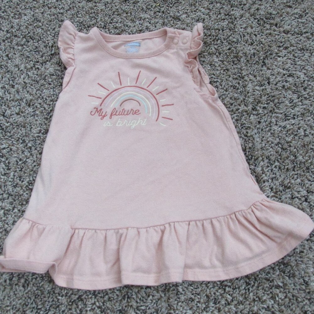 Garanimals Ruffle Pullover T Shirt Girls Size 18M Orang Short Sleeve Rainbow Top